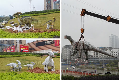 南寧市政打造仿真恐龍家族景觀雕塑工程 南寧市政打造仿真恐龍家族景觀雕塑工程