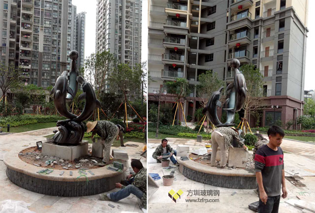 深圳布吉小區(qū)玻璃鋼海豚組合雕塑 深圳布吉小區(qū)玻璃鋼海豚組合雕塑