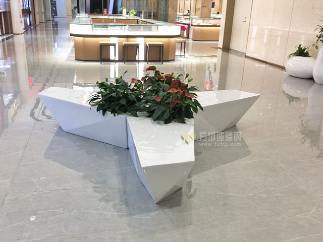 玻璃鋼切面花盆座椅廣東百貨商場中庭休息椅 玻璃鋼切面花盆座椅廣東百貨商場中庭休息椅